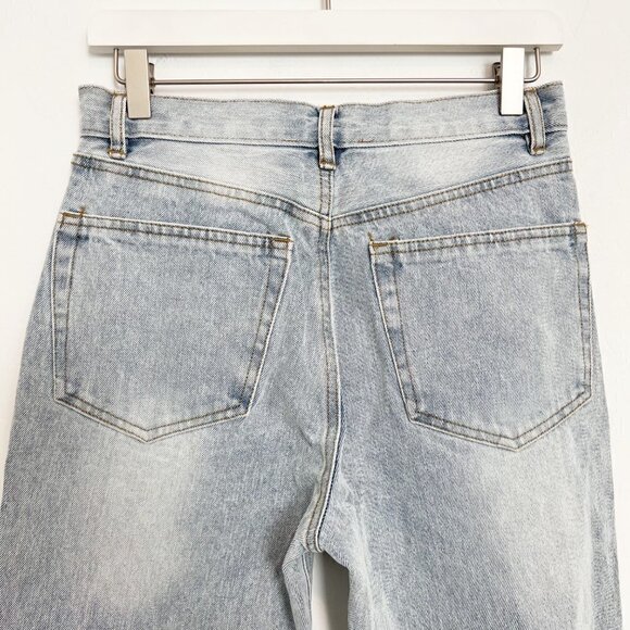 Beige Botany Denim Distressed High Rise Button Fly Straight Leg Jeans Size Small - Picture 7 of 8